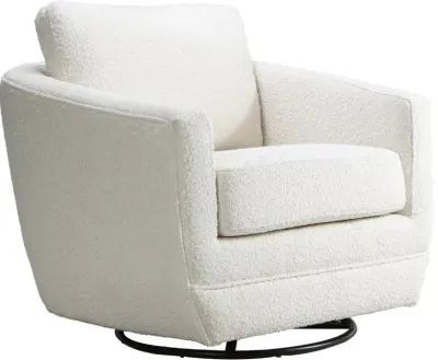 Gogh Boucle White Mid-Century Swivel Glider