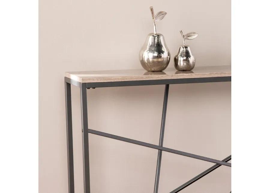 Arendal Faux Stone & Gray Skinny Console Table