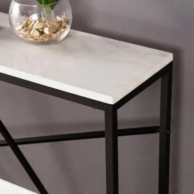 Arendal Faux Marble & Gold Skinny Console Table