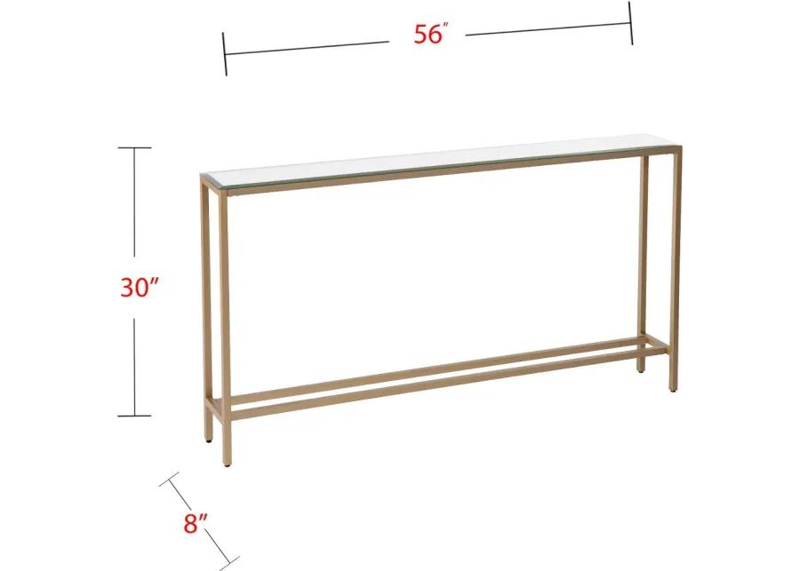 Darrin Long Gold Console Table with Mirrored Top