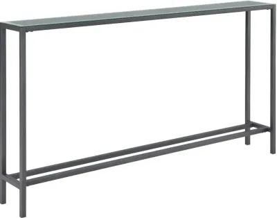 Darrin Long Gunmetal Gray Console Table with Mirrored Top