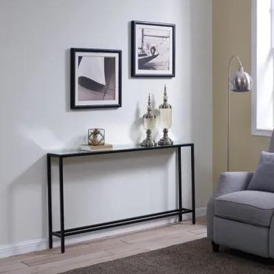 Darrin Long Gunmetal Gray Console Table with Mirrored Top