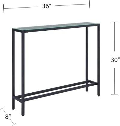 Darrin Short Gunmetal Gray Console Table with Mirrored Top