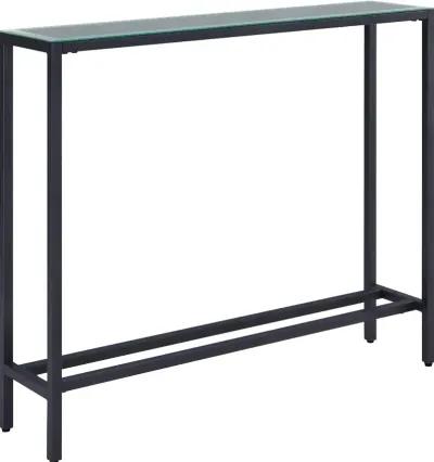 Darrin Short Gunmetal Gray Console Table with Mirrored Top