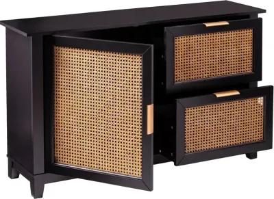 Holly & Martin Chekshire Black & Rattan Storage Cabinet