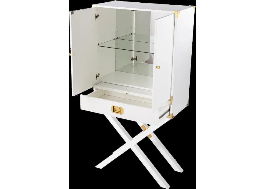 Campaign Tall White Bar Cabinet