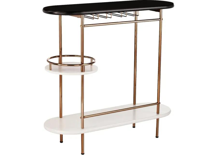 Dagney Black & White Wine Table with Glassware Storage