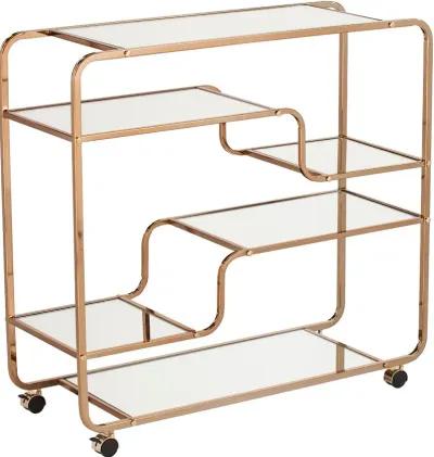 Maylynn Art Deco Champagne Mirrored Bar Cart