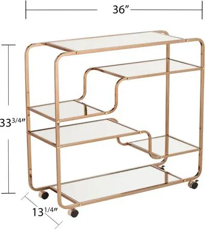 Maylynn Art Deco Champagne Mirrored Bar Cart