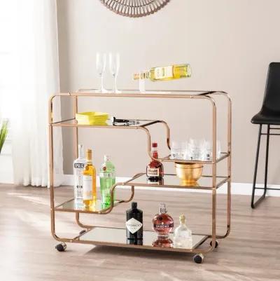 Maylynn Art Deco Champagne Mirrored Bar Cart