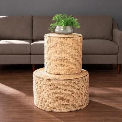 Satalia Round Hyacinth Storage Tables Set of 2