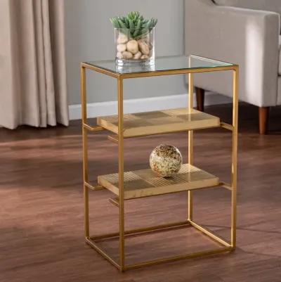 Penketh Gold End Table with Glass-Top