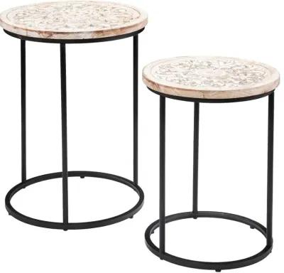 Swendland Whitewash Round Accent Tables Set of 2