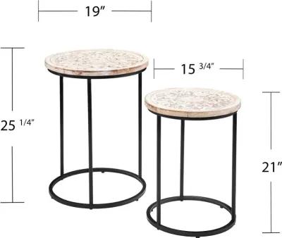 Swendland Whitewash Round Accent Tables Set of 2