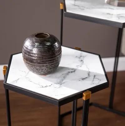 Kerrisdale Faux Marble Nesting Tables Set of 2