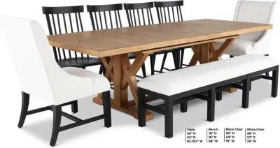 Macon Natural and Black 8 Piece Dining Set