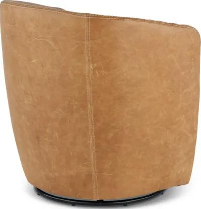 Barolo Vintage Saddle Brown Leather Swivel Club Chair