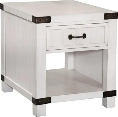 White River White Single Drawer End Table