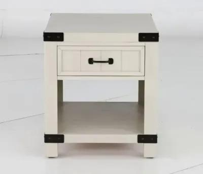 White River White Single Drawer End Table