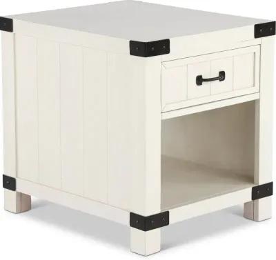 White River White Single Drawer End Table