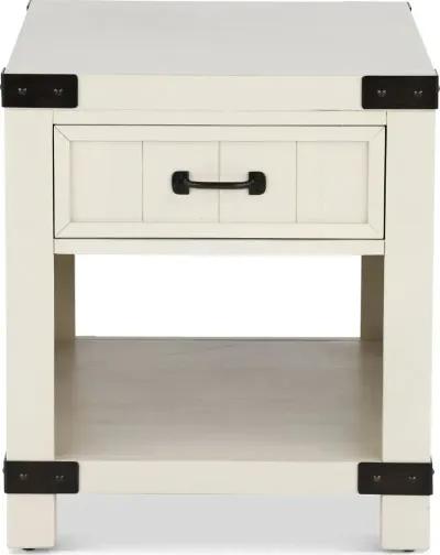 White River White Single Drawer End Table