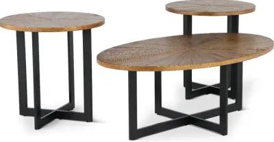 Colton Brown and Black 3 Piece Table Set