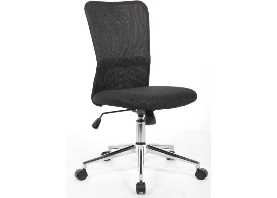 Chrome Plated Black Mesh Armless Office Chair