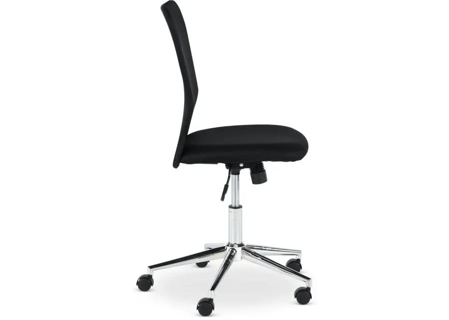 Chrome Plated Black Mesh Armless Office Chair