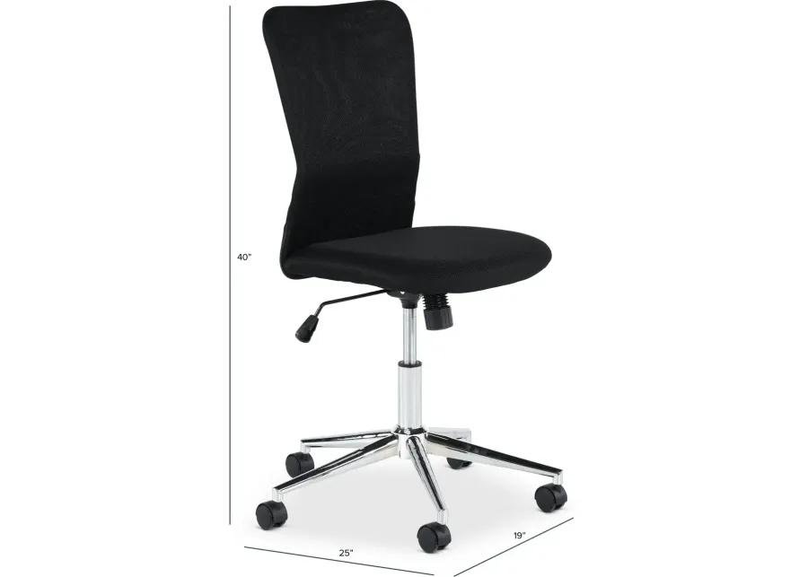 Chrome Plated Black Mesh Armless Office Chair