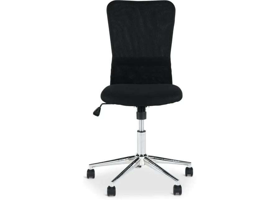 Chrome Plated Black Mesh Armless Office Chair