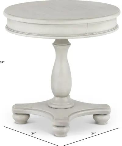 Newhaven Weathered White Round End Table