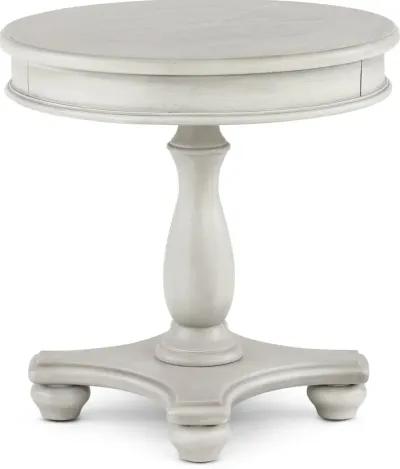 Newhaven Weathered White Round End Table