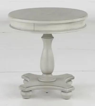 Newhaven Weathered White Round End Table