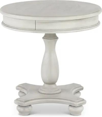 Newhaven Weathered White Round End Table