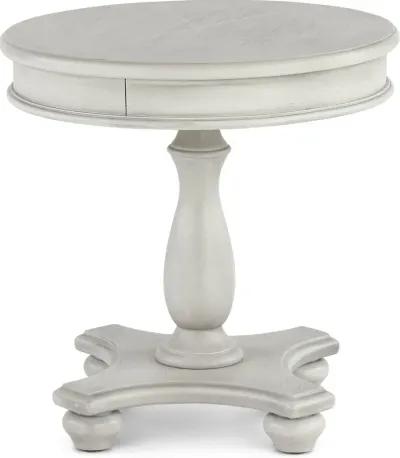 Newhaven Weathered White Round End Table