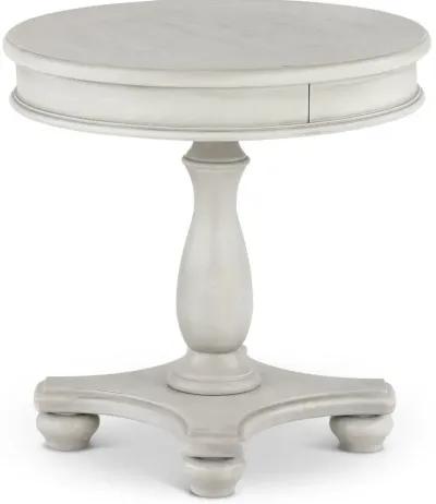 Newhaven Weathered White Round End Table