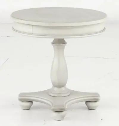 Newhaven Weathered White Round End Table