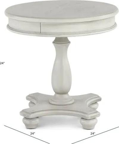 Newhaven Weathered White Round End Table