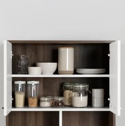 Myro Walnut and White Pantry Cabinet - South Shore