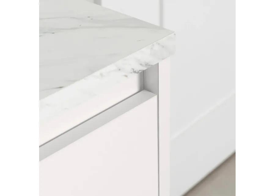 Myro White Marble and White Pantry Cabinet - South Shore