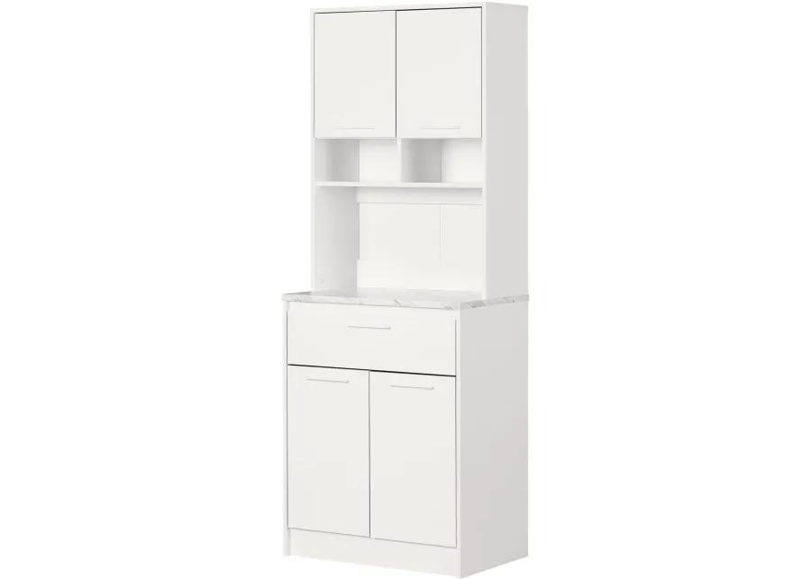 Myro White Marble and White Pantry Cabinet - South Shore