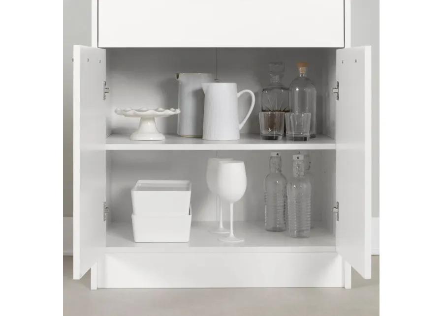 Myro White Marble and White Pantry Cabinet - South Shore