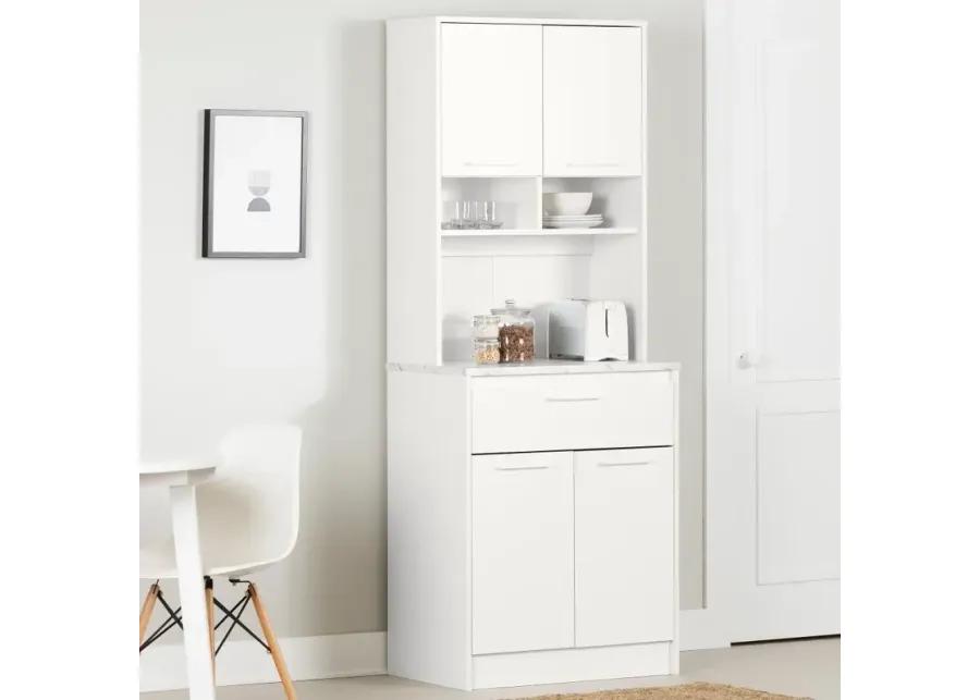 Myro White Marble and White Pantry Cabinet - South Shore