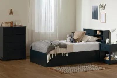 Hazen Navy Blue Twin Bookcase Headboard - South Shore