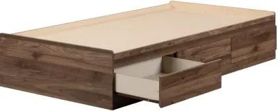 Yodi Walnut Twin Storage Bed - South Shore