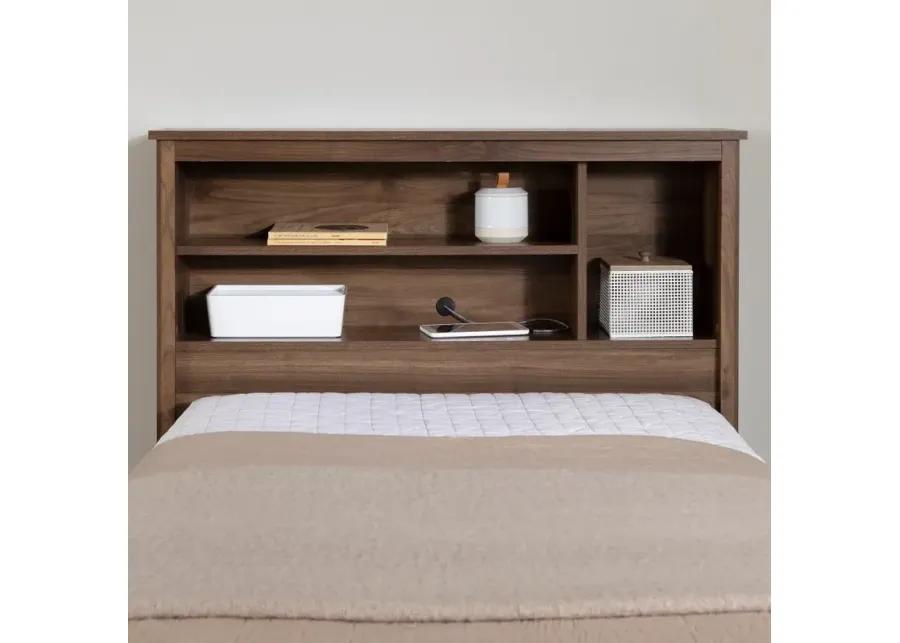 Yodi Walnut Twin Storage Bed with Headboard - South Shore