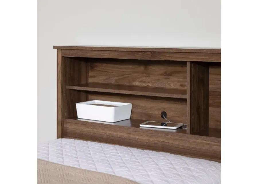 Yodi Walnut Twin Storage Bed with Headboard - South Shore