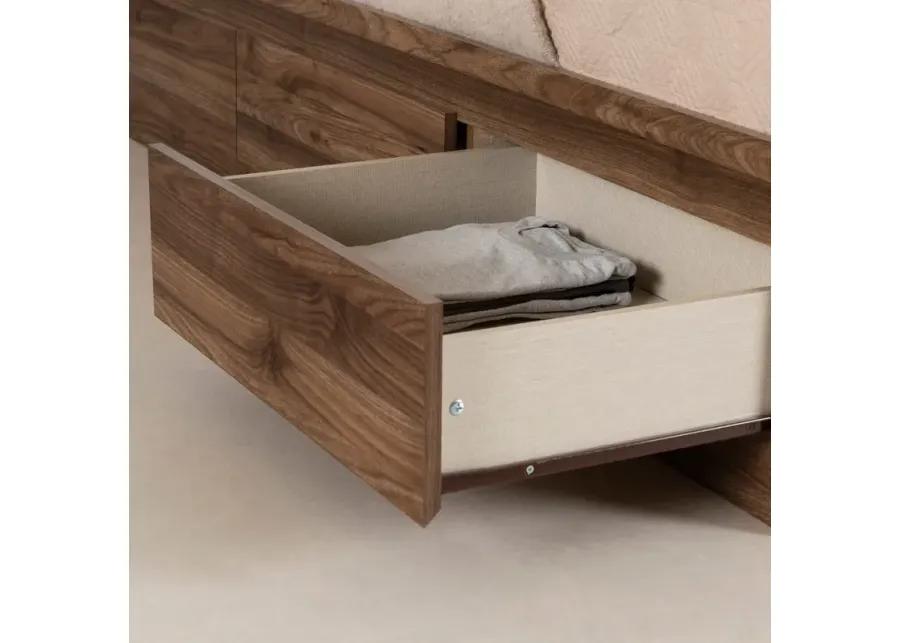 Yodi Walnut Twin Storage Bed with Headboard - South Shore