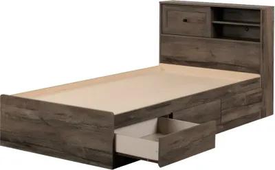 Hazen Fall Oak Twin Storage Bed with Headboard - South Shore