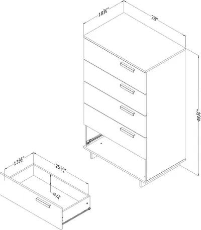 Cavalleri White 5-Drawer Chest - South Shore